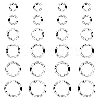 24Pcs 6 Styles Zinc Alloy Spring Gate Rings FIND-ME0002-10-1