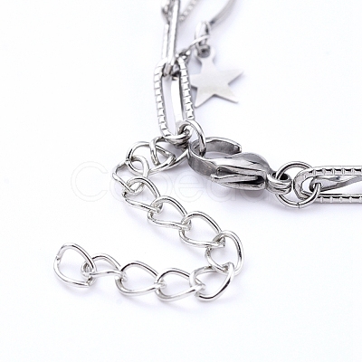 Non-Tarnish 304 Stainless Steel Chain Tiered Necklaces NJEW-JN02828-1