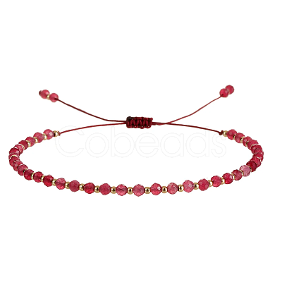 Natural Garnet Beads Braided Bead Bracelets for Women AI9762-10-1