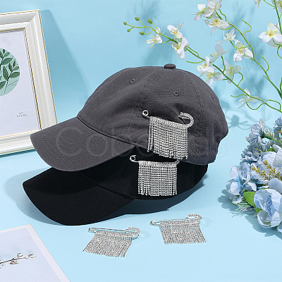 4Pcs Zinc Alloy & Crystal Rhinestone Tassel Brooch JEWB-PH0001-84S-1
