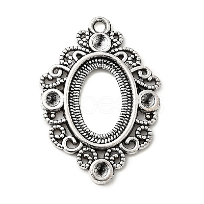 Tibetan Style Alloy Pendant Rhinestone and Cabochon Open Back Settings TIBEP-R304-021AS-LF-1