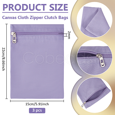 Canvas Cloth Zipper Bags ABAG-WH0077-09A-01-1