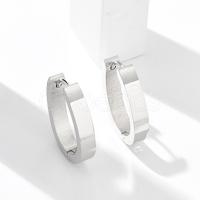 304 Stainless Steel Oval Hoop Earrings for Women EJEW-C096-66P-1