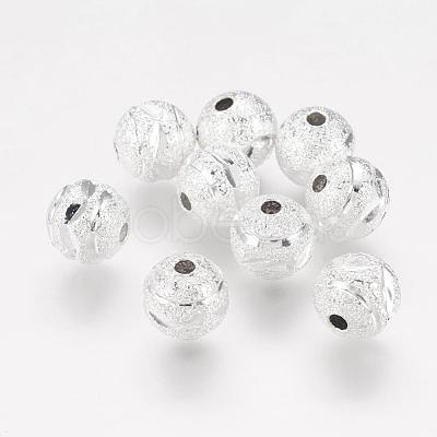 Brass Textured Beads PALLOY-G018-S-1
