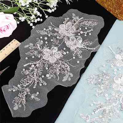 2Pcs 2 Style Flower of Life Pattern Polyester Computerized Embroidery Appliques DIY-GF0006-90-1