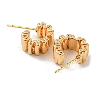 Brass Stud Earrings EJEW-R158-01G-1