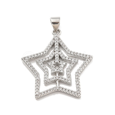 Rack Plating Brass Micro Pave Cubic Zirconia Pendants KK-D359-30P-1