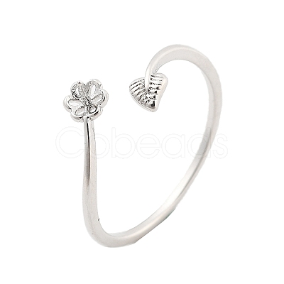 Leaf & Flower Brass Adjustable Ring Settings KK-G527-01C-P-1
