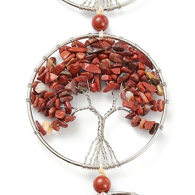 Natural Red Jasper Car Hanging Decorations HJEW-L026-02P-1