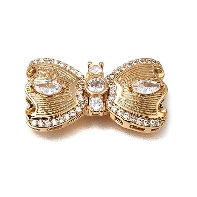Brass Micro Pave Clear Cubic Zirconia Box Clasps KK-CBA4292-05G-1