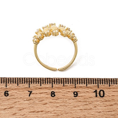 Brass Micro Pave Cubic Zirconia Cuff Open Rings RJEW-P186-01G-1