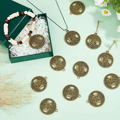 40Pcs Tibetan Style Hollow Alloy Pendants TIBEP-FH0001-29AB-1
