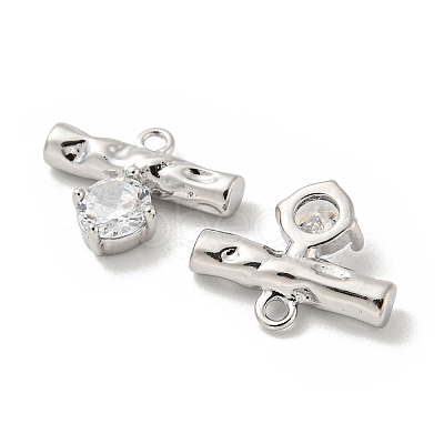 Brass Micro Pave Cubic Zirconia Charms KK-Q809-13P-1