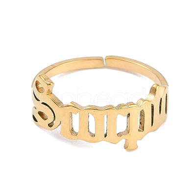 Ion Plating(IP) 304 Stainless Steel Constellation Open Cuff Ring for Women RJEW-C097-01G-05-1