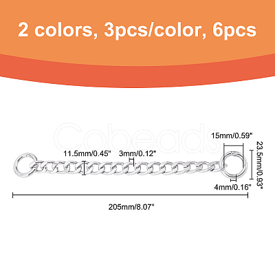 6Pcs 2 Color Aluminum Curb Chain Strap FIND-NB0001-67-1