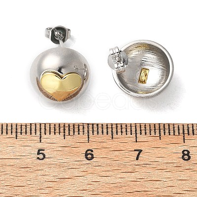 Brass Two Tone Stud Earrings EJEW-S262-10GP-B-1