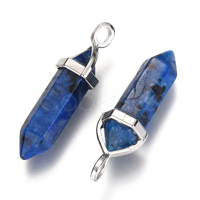 Natural Dalmatian Jasper Double Terminated Pointed Pendants G-F295-04O-1