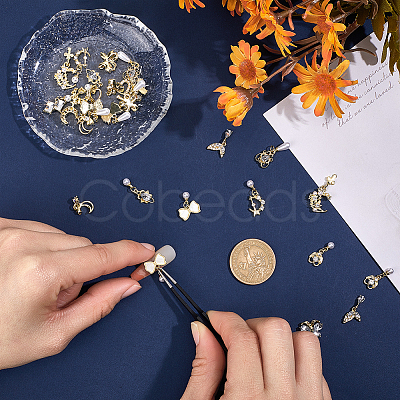 30Pcs 15 Styles Golden Brass Micro Pave Rhinestone Cabochons DIY-HY0002-56-1