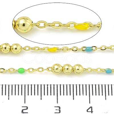Brass Enamel Round Beaded Link Chain CHC-G022-07G-13-1