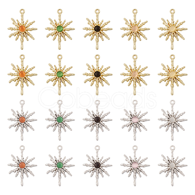 20Pcs 10 Styles Rack Plating Alloy Cat Eye Pendants FIND-TA0002-39-1