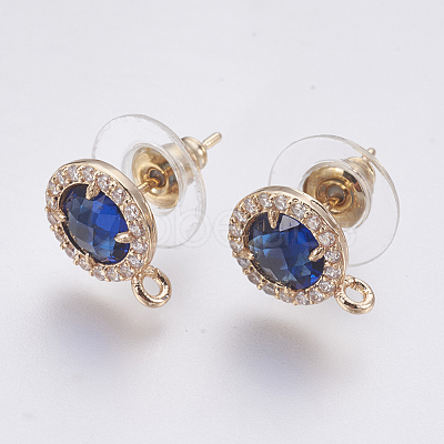 Faceted Glass Stud Earring Findings GLAA-F084-B-1