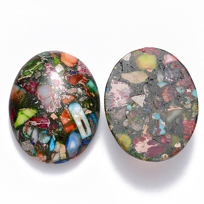 Synthetic Gold Line Imperial Jasper Cabochons G-R457-02D-1