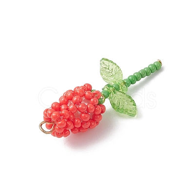 Glass Seed Beaded Rose Pendants PALLOY-MZ00959-03-1