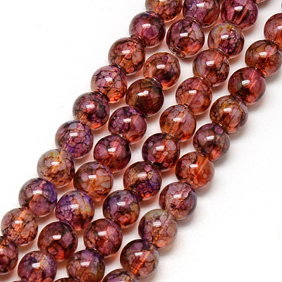Baking Paint Glass Beads Strands X-DGLA-Q023-8mm-DB61-1