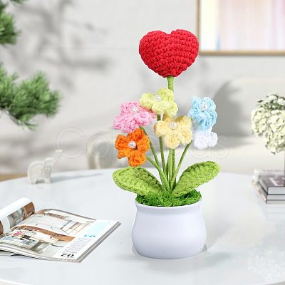 1Pc Hand Knitted Potted Plants Crochet Flower DJEW-SC0001-15D-1