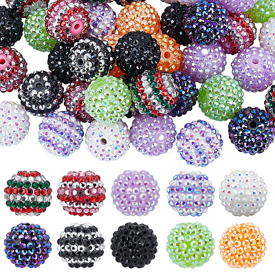 40Pcs 10 Colors Resin Rhinestone Beads RESI-PA0001-26A-1