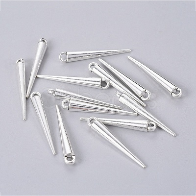 Tibetan Style Alloy Spike Pendants TIBEP-A16461-AS-RS-1