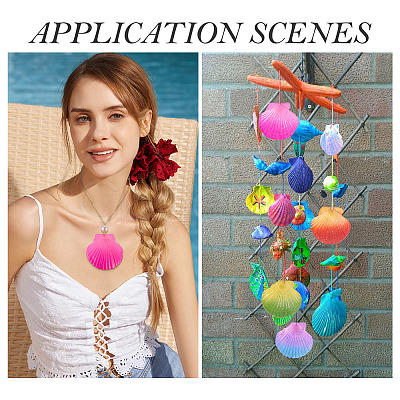 5Pcs Spray Painted Natural Scallop Shell Big Pendants SSHEL-TA0001-24-1