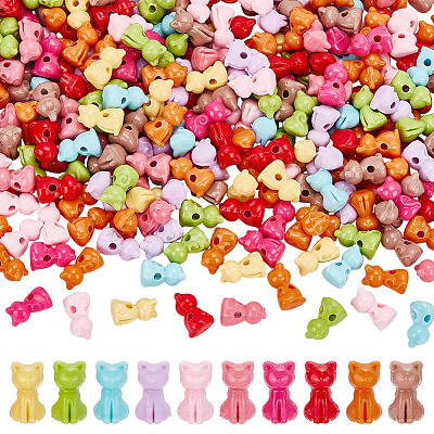 300Pcs Opaque Acrylic Kitten Beads MACR-ME0001-09-1