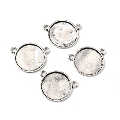 Flat Round Alloy Connector Cabochon Settings FIND-NH0001-18AS-1