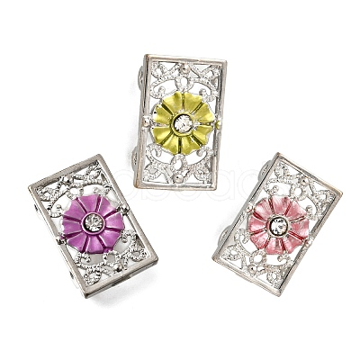 Brass Crystal Rhinestone Rectangle with Flower Multi-Strands Links KK-P306-18P-1
