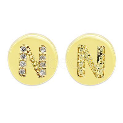 Brass Micro Pave Clear Cubic Zirconia Beads KK-T030-LA843-NX3-1