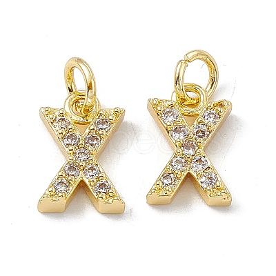 Real 18K Gold Plated Brass Micro Pave Clear Cubic Zirconia Charms KK-E068-VB452-X-1
