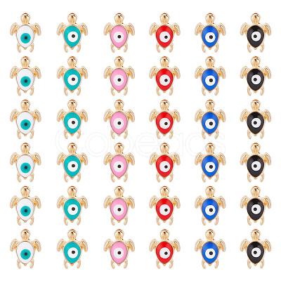 60Pcs 6 Colors Golden Tone Alloy Enamel Beads ENAM-AR0001-53-1