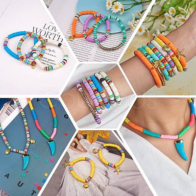 10 Strands 10 Colors Flat Round Handmade Polymer Clay Beads CLAY-SZ0002-04A-1