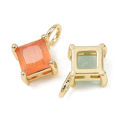 Brass Cat Eye Pendants KK-C251-09C-G-1