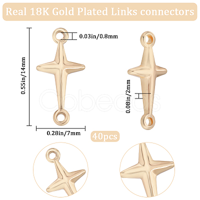 40Pcs Brass Connector Charms KK-BBC0010-15G-1