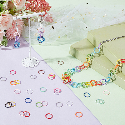 PandaHall Elite 225Pcs 15 Colors SPray Painted Zinc Alloy Jump Rings FIND-H0010-91B-1