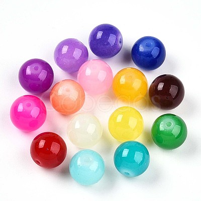 Baking Paint Imitation Jade Glass Beads DGLA-Q021-12mm-M-1