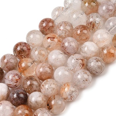 Natural Black Gold Rutilated Quartz Beads Strands G-P596-10mm-02-1