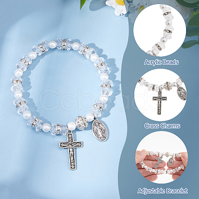 24Pcs Imitated Pearl Acrylic Beads Stretch Bracelets For Women BJEW-HS00007-1