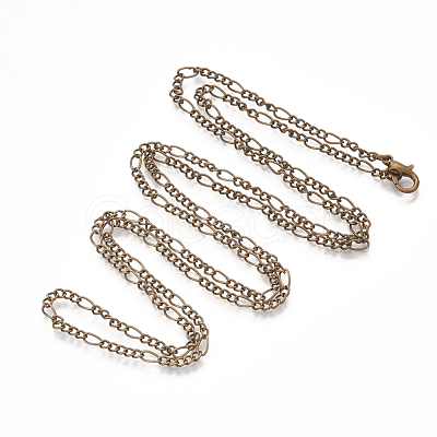 Brass Coated Iron Figaro Chain Necklace Making MAK-T006-03R-1