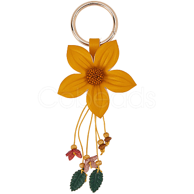 Leather and Alloy Keychain HJEW-WH20022-04A-04-1