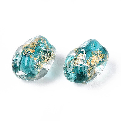 Handmade Gold & Silver Foil Glass Beads FOIL-N030-02E-1