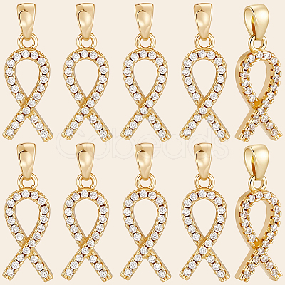 10Pcs Brass Micro Pave Cubic Zirconia Pendants KK-BBC0019-34-1