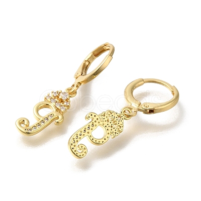Brass Clear Cubic Zirconia Hoop Earrings EJEW-M045-01G-1